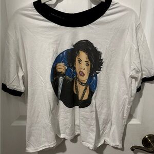 eye candy White and Black Ringer Crop Tee with Pop Art Graphic